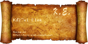 Kövi Elek névjegykártya